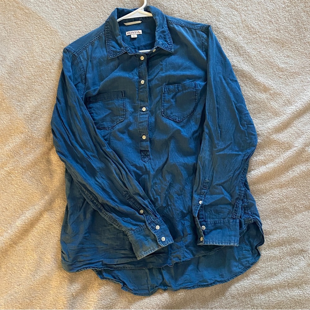 Merona Women’s Half-Button 100% Cotton Chambray shirt